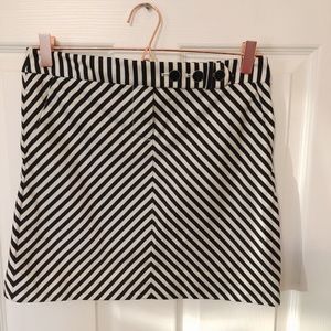 J Crew Black & White Striped Mini Skirt